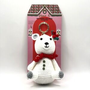 Piper K Christmas White Polar Bear Bag Charm Key chain New